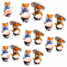 (9PAIRS-CCC, -) Carteira porta-cartões com pingente de pescoço em desenho animado, capa de cartão em PU macio para escola.