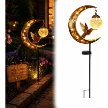 (1pc-bird, -) Kolibrie Maan Zonne-energie Tuinpaal - LED Padverlichting
