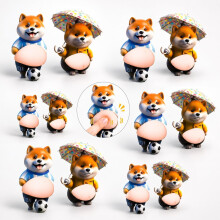 (6PAIRS-BB, -) Carteira porta-cartões com pingente de pescoço em desenho animado, capa de cartão em PU macio para escola.