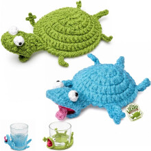 (Blue+green, -) Crochet Lizard Coaster, Funny 3D Amigurumi Animal Cup Mat