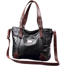 (Black, -) Soft Leder Tote, Top Handle, Satchel, Schulter, Crossbody, Messenger, Damen, Handtasche, Tasche