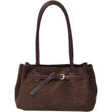 (Coffee, -) Elegante Unterarmtasche, Vintage, Suede, Geräumig, Retro, Damen, Handtasche, Abend, Tasche