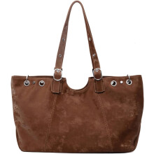 (Coffee, -) Suede Tote, Hobo, Schulter, Retro, Soft, Trendy, Handtasche, Arbeit, Reise, Damen