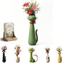 (Green, -) Vase chat, céramique, coloré, déco
