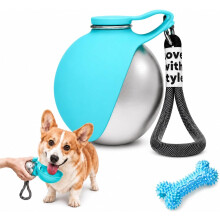 (Blue, -) Bouteille eau chien 2-en-1, étanche, voyage