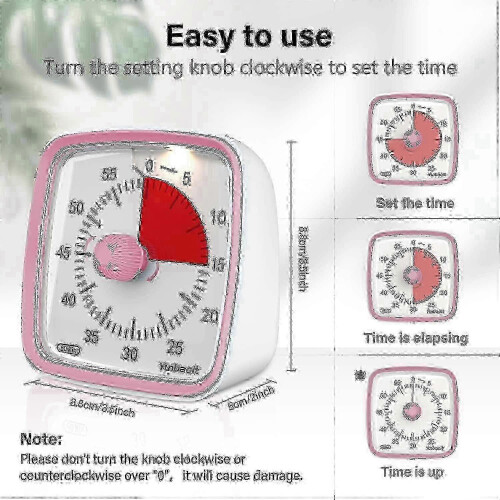 (Pink) 60-Minute Visual Countdown Timer with Soft Night Light, Perfect Silent Timer for Kids, Adults & Classroom Use_qlsg