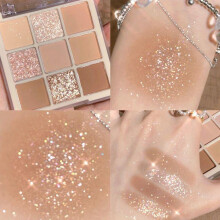 (Gold) Milk Tea Nine Color Eyeshadow Palette Nine Grid Matte Nude Color System Transparent Acrylic Case