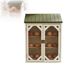 (A, -) Farmhouse Egg Storage Cabinet, Rustic Egg Holder with Mesh Doors
