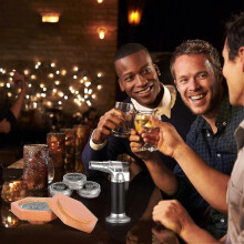 Cocktail Smoker Kit with Torch And 4 Flavored Wood Chips for Whiskey Bourbon Aging