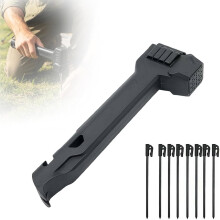 (A Type, -) 2-in-1 Camping Hammer with 8 Pegs, Tent Stake Driver & Puller
