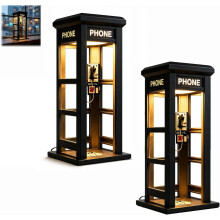 (2pcs, -) Retro Vintage Phone Booth Table Lamp, Classic Mini Accent Light