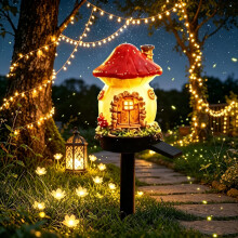 (B-1pc, -) Zonne-energie Sprookjes Paddestoel Tuinlichten - Hars Lamp