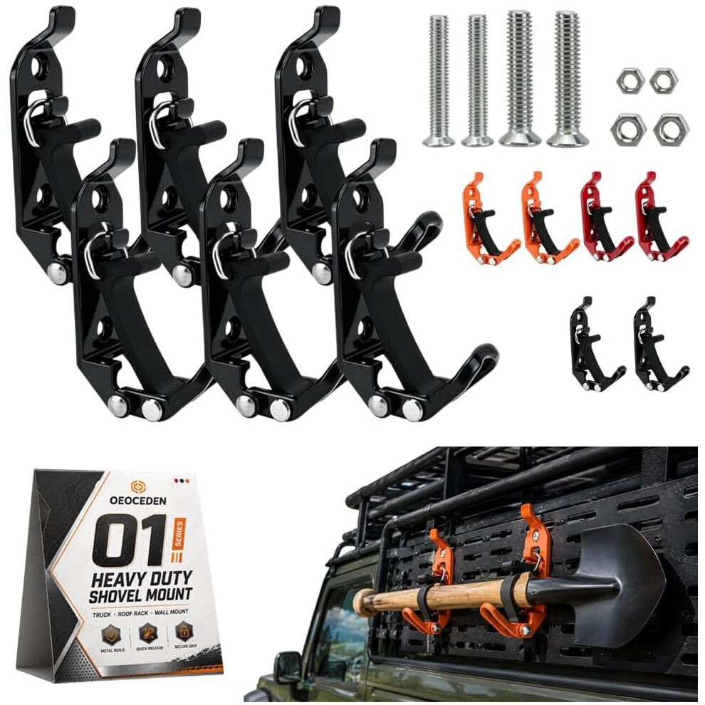 (6Pc#C, -) Heavy Duty Zinc Alloy Shovel Mount, Truck Wall Roof Rack Clamps Kit 5437706447085