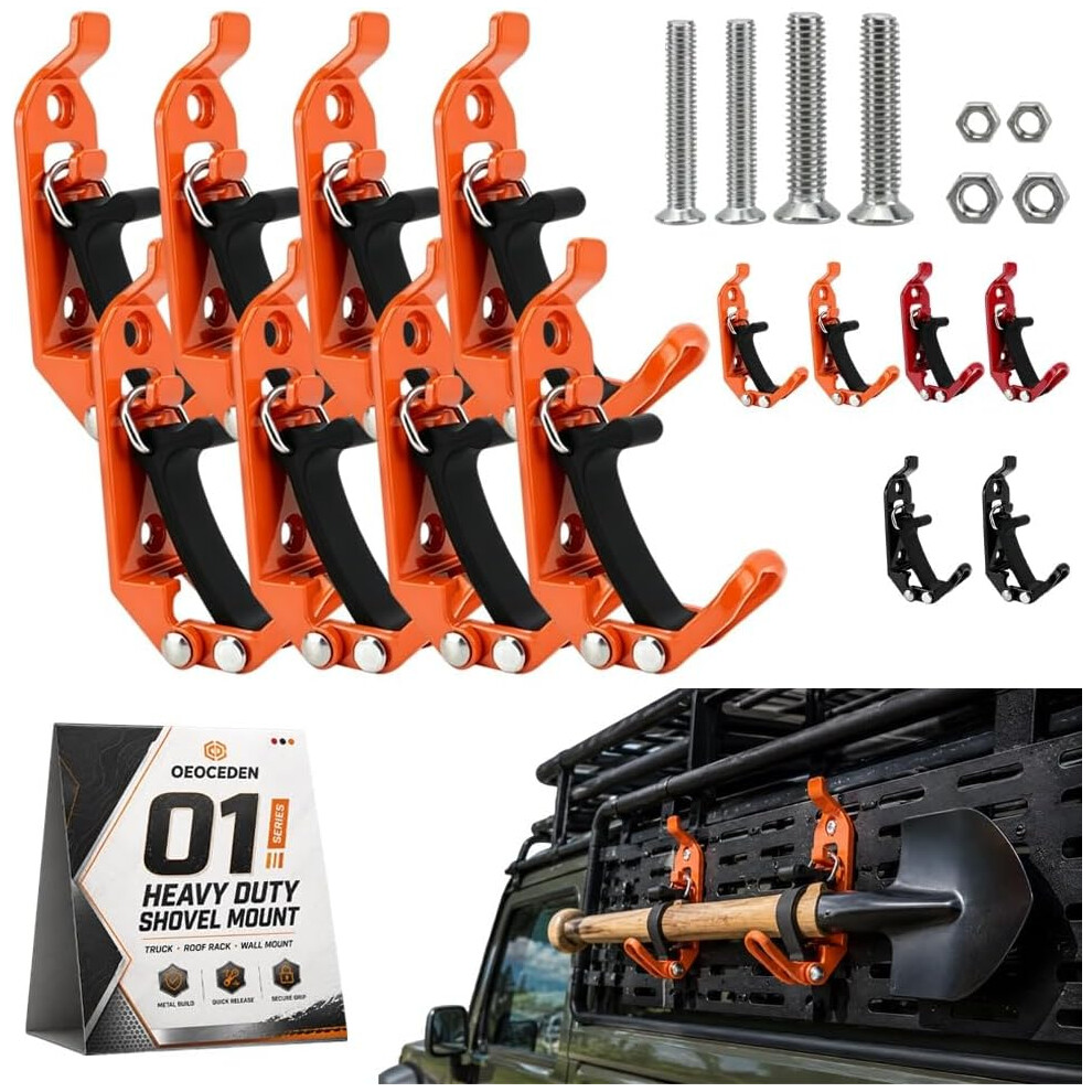 (8Pc#A, -) Heavy Duty Zinc Alloy Shovel Mount, Truck Wall Roof Rack Clamps Kit 5437706447092