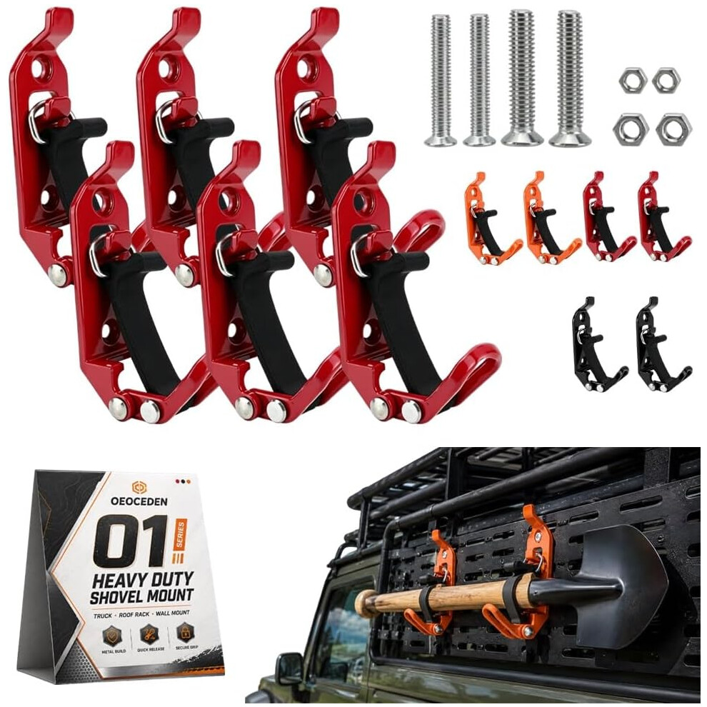 (6Pc#B, -) Heavy Duty Zinc Alloy Shovel Mount, Truck Wall Roof Rack Clamps Kit 5437706447122