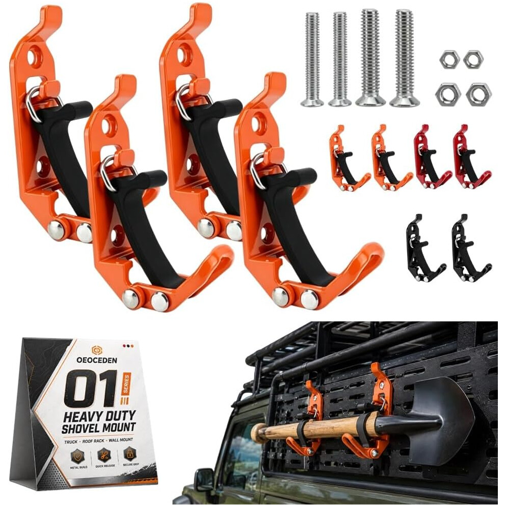 (4Pc#A, -) Heavy Duty Zinc Alloy Shovel Mount, Truck Wall Roof Rack Clamps Kit 5437706447115