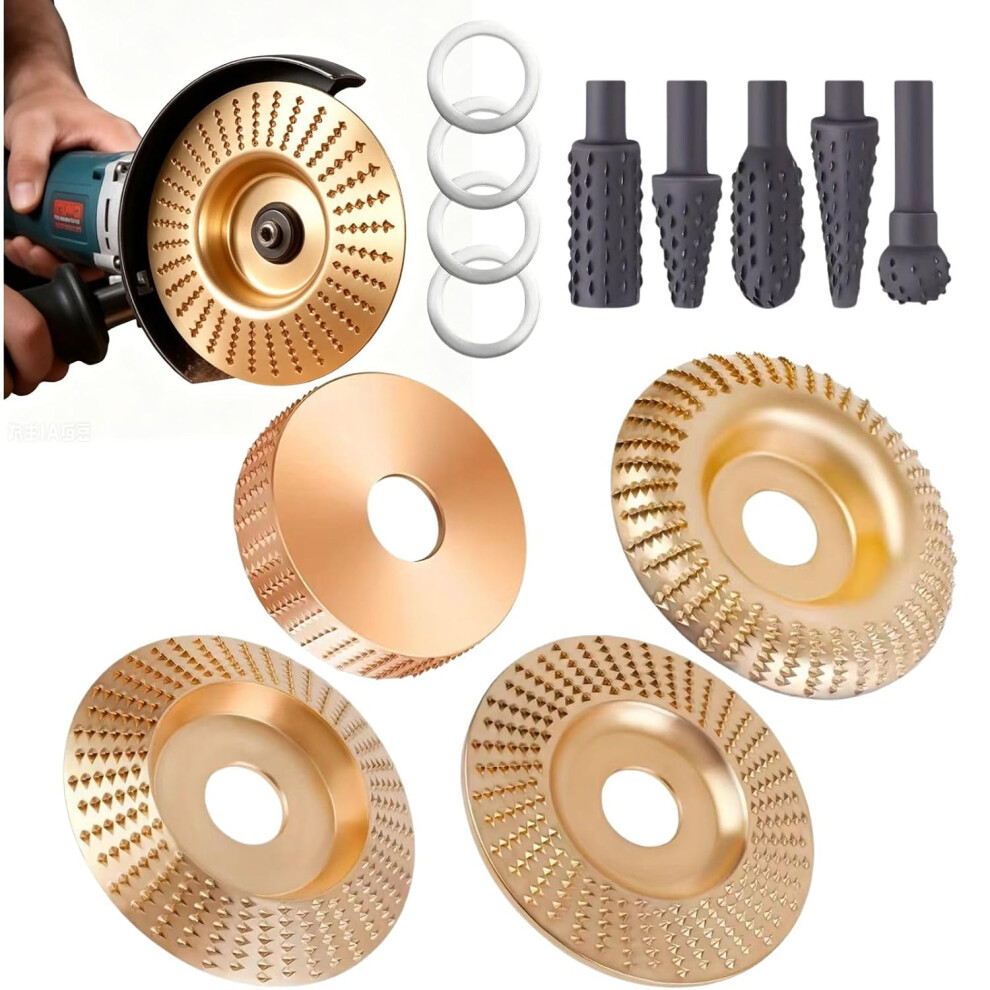 (C, -) Tungsten Carbide Wood Carving Discs, Angle Grinder Attachments Set 5437706449201