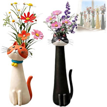 (E+b, -) Vase chat, résine, original, cadeau