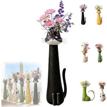 (E, -) Vase chat, résine, original, cadeau