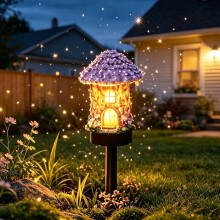 (Purple, -) Paddestoel Zonne-energie Tuinlampen - 6 Stuks Sprookjeshuis