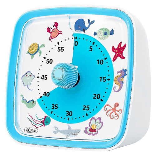 (Blue Ocean) 60-Minute Visual Timer with Night Light, Countdown Timer,Pomodoro Timer with_qlsg