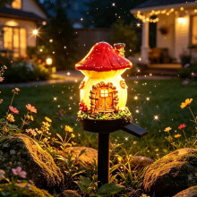 (Red, -) Paddestoel Zonne-energie Tuinlampen - 6 Stuks Sprookjeshuis