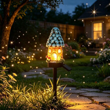 (Blue, -) Paddestoel Zonne-energie Tuinlampen - 6 Stuks Sprookjeshuis