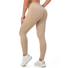 (Khaki, Small) High-Waist Cross-Leg Yoga Pants Quick-Drying Slimming Sportswear for Women Fitness Leggings