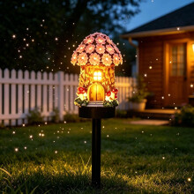 (Pink, -) Paddestoel Zonne-energie Tuinlampen - Rood Sprookjeshuis