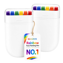 (White 2pcs, -) Regenboog Gezicht Verfstick - 6-Kleuren Wasbare Verfstick