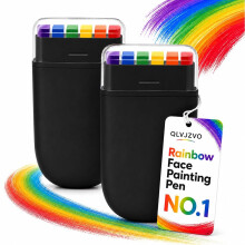 (Black 2pcs, -) Regenboog Gezicht Verfstick - 6-Kleuren Wasbare Verfstick