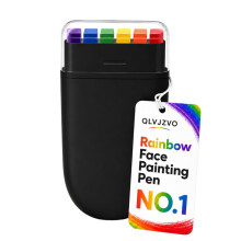 (Black 1pc, -) Regenboog Gezicht Verfstick - 6-Kleuren Wasbare Verfstick