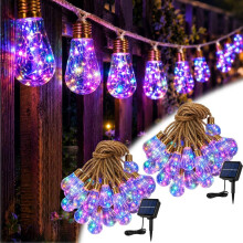 (Colorful 2sets, -) 32-stopowe lampki solarne Boho, 20 żarówek nietłukących, 8 trybów