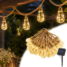 (Warm 1set, -) Guirlande solaire 32ft, 20 ampoules, 8 modes