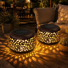 (Copper 2pcs, -) Retro Zonne-energie Tuinlampen - Uitgeholde Metal Buitenlampen
