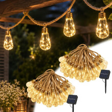 (Warm 2sets, -) 32-stopowe lampki solarne Boho, 20 żarówek nietłukących, 8 trybów