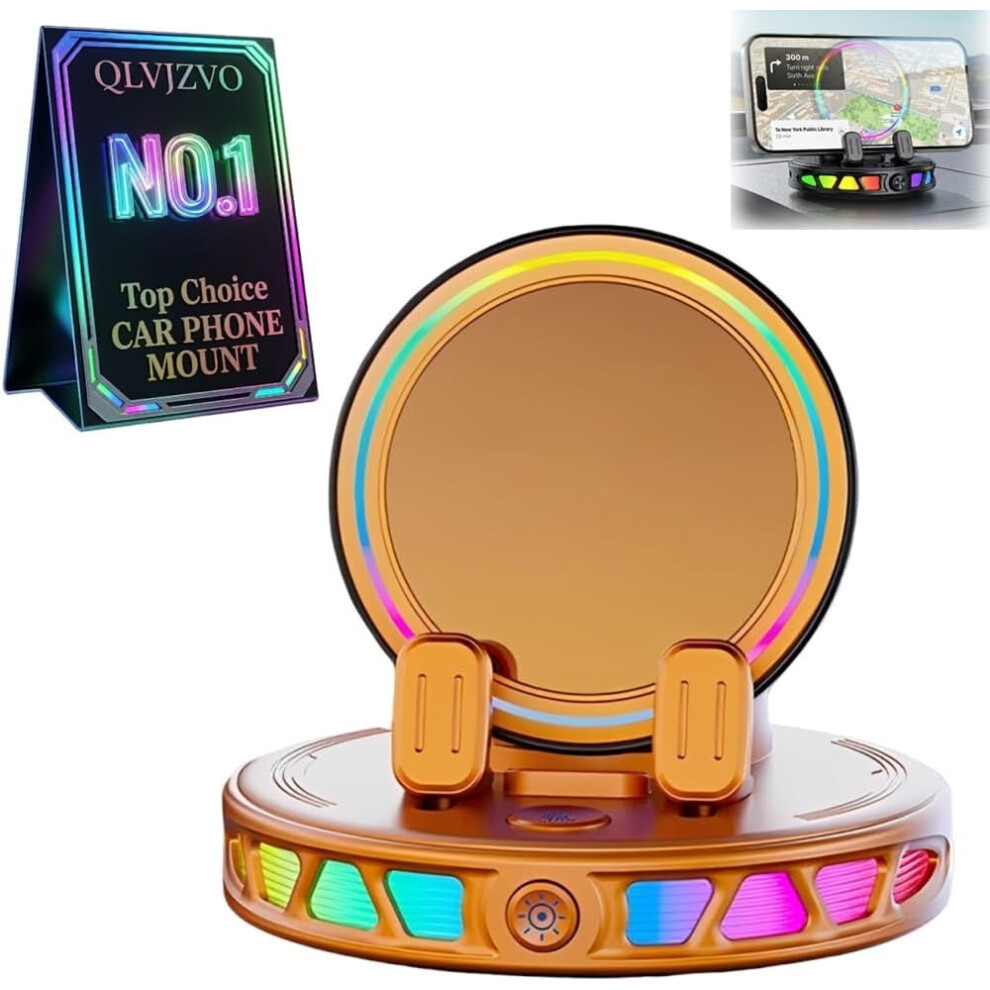 (, -) Rgb Car Phone Mount, Wireless Charging 360 Rotation Holder Orange 5437706454298