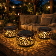 (Copper 3pcs, -) Retro Zonne-energie Tuinlampen - Uitgeholde Metal Buitenlampen
