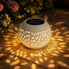 (White 1pc, -) Retro Zonne-energie Tuinlampen - Uitgeholde Metal Buitenlampen