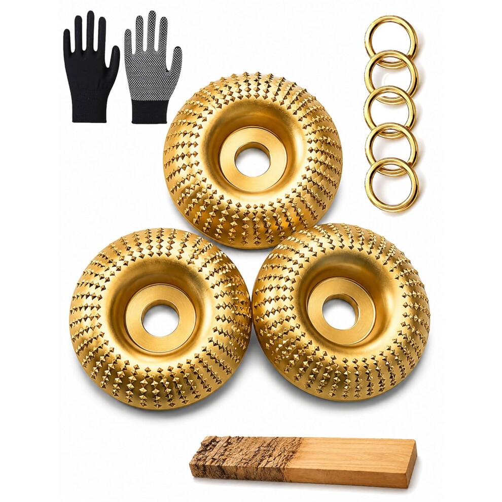 (Round Arc, -) Tungsten Carbide Wood Carving Disc Set, Angle Grinder Polishing Pad 5437706455042