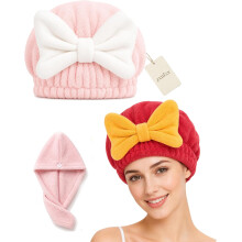 (Pink-b, -) Koraalfluweel Douchemuts - Microvezel Haarhanddoek