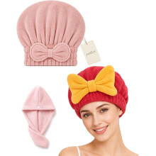(Pink-a, -) Koraalfluweel Douchemuts - Microvezel Haarhanddoek