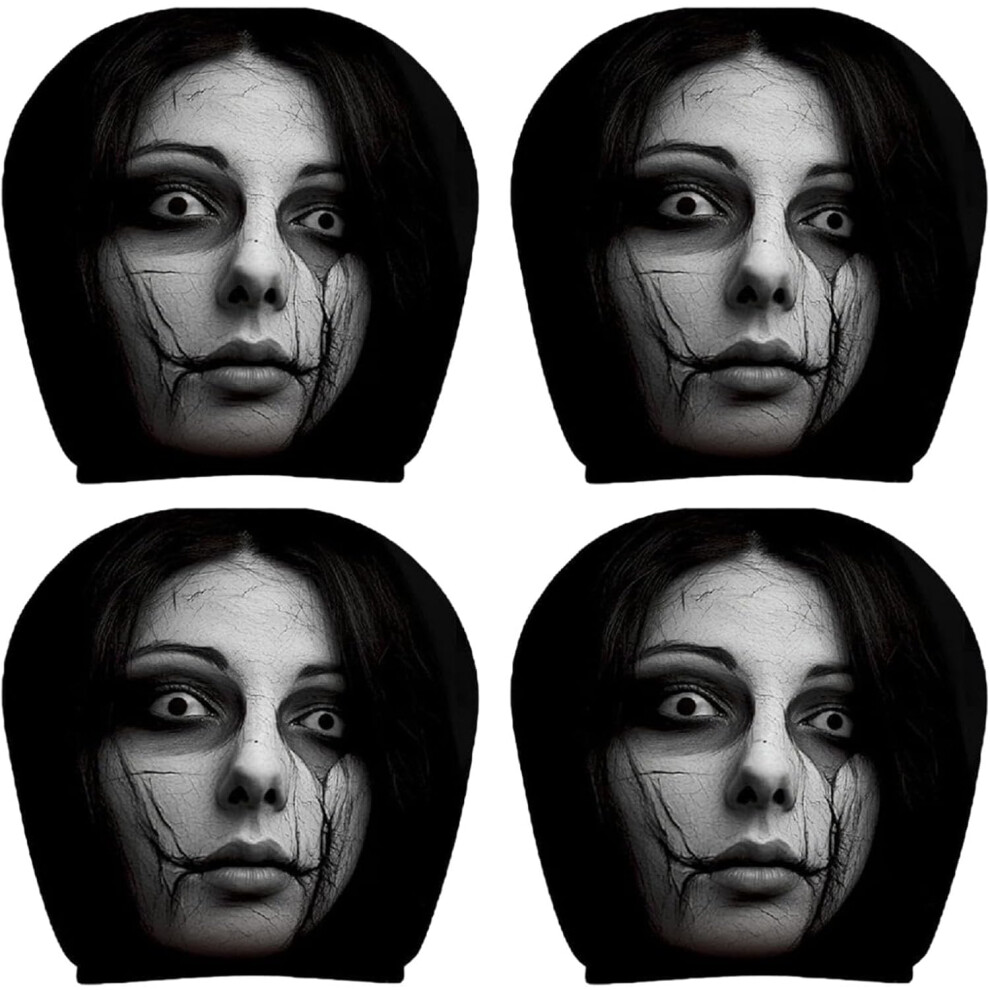 (D*4Pc, -) 2Pcs Funny Scary Face Car Headrest Covers, Halloween Interior Decor 5437706457497