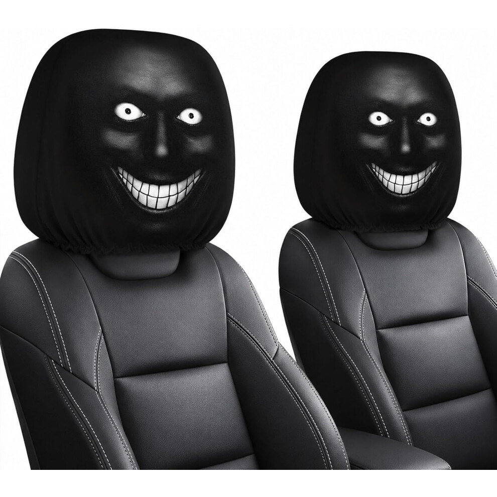 (C, -) 2Pcs Funny Scary Face Car Headrest Covers, Halloween Interior Decor 5437706457541