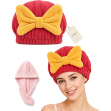 (Red, -) Koraalfluweel Douchemuts - Microvezel Haarhanddoek