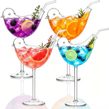 (4PCS, -) 2026 Vogelmartini Glazen - 5.4 oz Kristallen Cocktailglazen