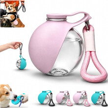 (Pink plastic, -) Bouteille eau chien 2-en-1, 10oz/285ml