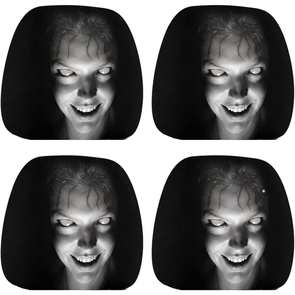 (B*4Pc, -) 2Pcs Funny Scary Face Car Headrest Covers, Halloween Interior Decor 5437706457510