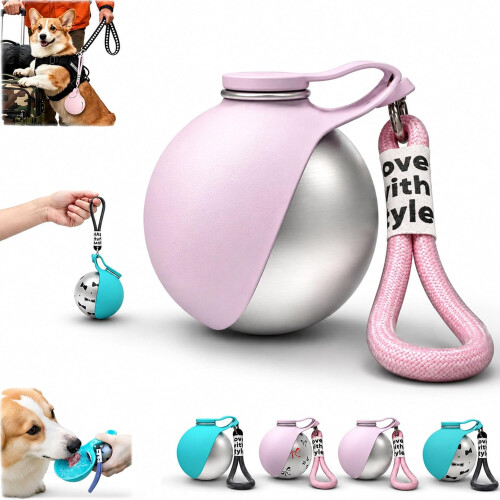 (Pink, -) Bouteille eau chien 2-en-1, 10oz/285ml