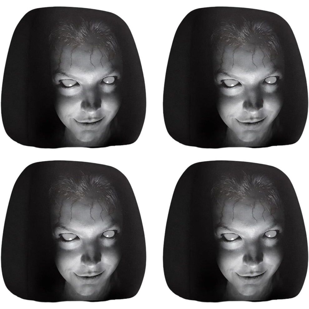 (A*4Pc, -) 2Pcs Funny Scary Face Car Headrest Covers, Halloween Interior Decor 5437706457503